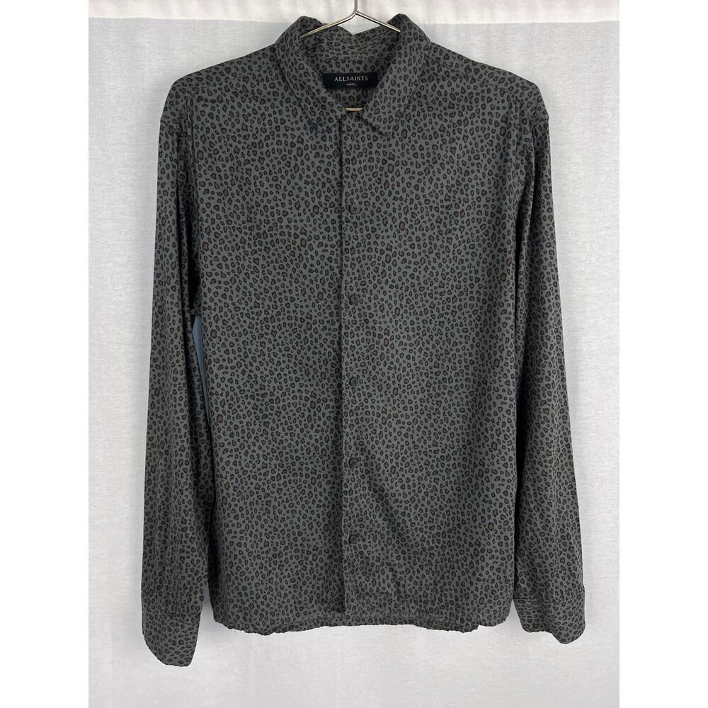 ⭐️ AllSaints Top Laudanum Shirt Oversized Leopard Print Contemporary Corpcore